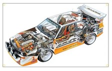 Audi S1 Quattro Rally Flag Flagge Fahne Banner Motorsport Röntgenbild 85 x 60 cm