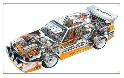 Audi quattro rally flag - audi,