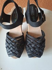 MOHEDA HÖLZEN DAMEN CLOGS SANDALEN SCHWARZ LEDER in der Gr 8