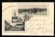 Nittenau, Straßenpartie mit Gasthaus, Uferpartie, Ortspartie, Ansichtskarte 