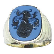 Siegel Ring Blau-Schwarzer Lagenstein 585er Gelbgold