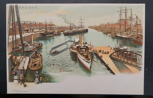 Postkarte ansicht litho bremen - postkarte,