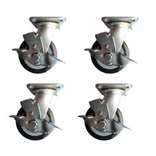 Schwerlasttransportrollen Lenkrollen Ø 12 cm mit Bremse und Anbauplatte 4er Set