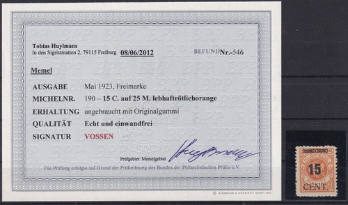 Memelgebiet 190 sauber - mi-nr.:,