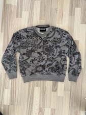 Versace Jeans Couture Pullover in Grau mit schwarzem Muster, Größe M