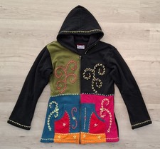 Kapuzen Shirt Kuschel Jacke Gr L SPIRIT OF NEPAL Ethno Goa Schwarz Bunt Neu