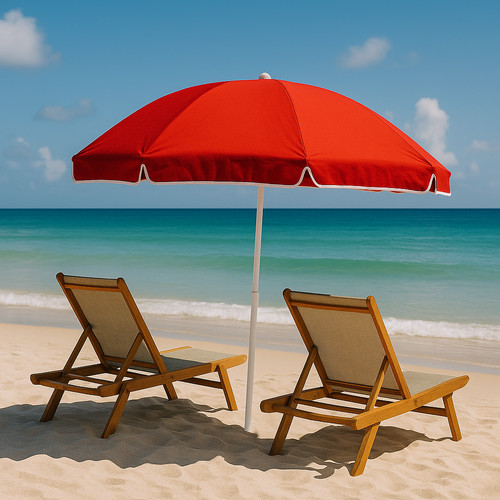 Sonnenschirm rot mit schutz - sonnenschirm, uv-schutz