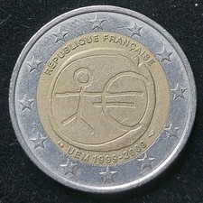 2-Euro Frankreich  WWU Strichmännchen EMU 1999-2009  