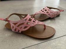 Edle Zehensandalen ~ koralle m.kleinen Steinchen ~ Gr. 7 / 38~ NEU