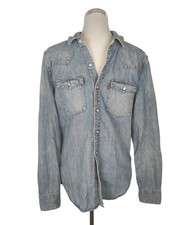 Levis Jeanshemd Herren Gr. M Blau Denim Classic Perlenknopf Taschen Langarm 