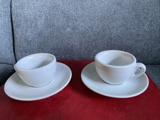 2 ACF Espressotassen mit Untertassen Espresso Tassen , weiß, Vintage