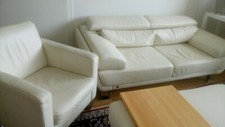 POLSTERGARNITUR Fa. DIETSCH ECHTLEDER WEISS MASSE ca.:SOFA: B: 200 cm / H: 88 cm
