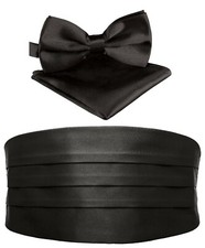 Kummerbund 3er Set Schärpe + Fliege und Einstecktuch Frack Bauchbinde 7 Farben