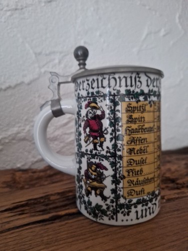 Bierkrug mit zinndeckel - mit, alt