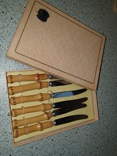 Vintage Butter Käse Messer Bambus Griff Besteck Solingen