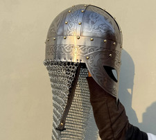 Wikinger Gjermundbu Helm | Authentischer geätzter nordischer Krieger Kampfhelm |