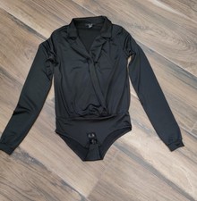 AMISU Bodybluse Blusenbody Body schwarz langarm TOP XS S 34 36 NEU