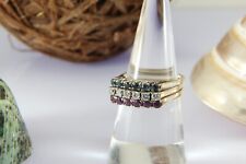 Wunderschönes Ring Set 3 Teile 585 Gold, Brillanten, Rubine, Saphire, 6,6 Gramm