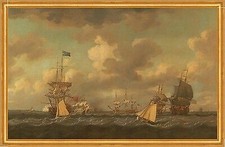 English Ships Coming to Anchor in a Fresh Breeze Dom. Serres B A2 01421 Gerahmt