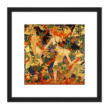 Burns Hunt Diana Nymphen Göttin 1926 Gemälde quadratisch gerahmt Wandkunst 8 x 8 Zoll