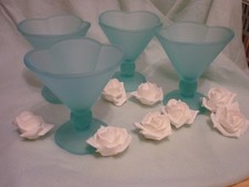 4 wunderschöne Eisbecher sehr stabil und grünfarbig gebraucht