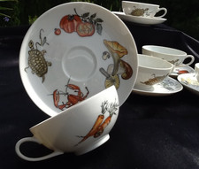 6er Set A&K Krautheim Selb Bavaria Porzellan Meeresfrüchte Gemüse Mokkatasse TOP