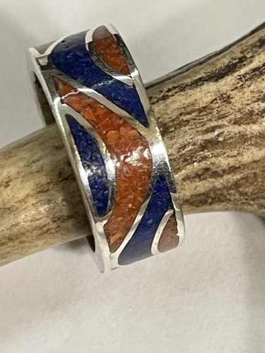 Vintage chip inlay silberring - chip,