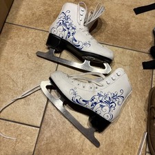 Schlittschuhe Kinder Größe 35-36 Weiss Mit Muster Zum Schnüren