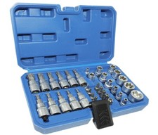 Außentorx Innentorx Steckschlüssel 34-tlg Torx Bits Satz Kfz Werkzeug Nuss Set