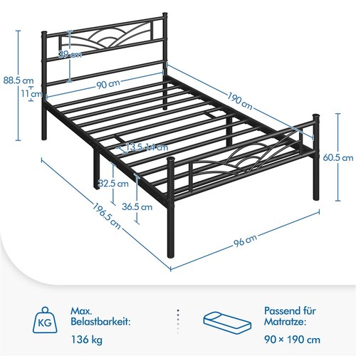 Metallbett bettrahmen stabiler - metallbett,