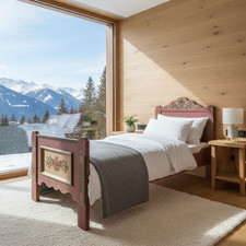 Voglauer Bett Landhaus 1800 rosa  retro Holzbett Einzelbett Kinderbett Gästebett