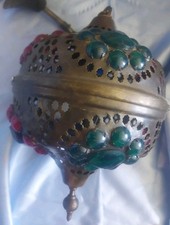 Deckenlampe, marokkanisch/ orientalisch,Messing, Farbglassteine,ca. 41 cm Ø
