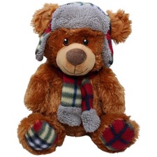 KiK Bär mit Ushanka-Mütze & Schal Kuscheltier 30cm Gebraucht