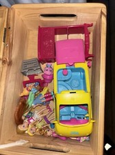 Polly Pocket Mattel Stretch Car Van Limo Orange/Pink + Doll Dog - Kleidung + Zub