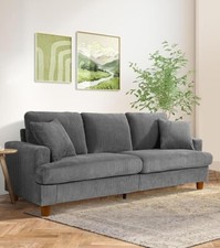 3 Sitzer Corduroy Sofa mit 2 Kissen Modern Couch Love Seat Settee Loungesofa DE