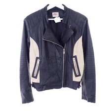 ONLY Jacke Kunstleder Biker  COMIC PU Jacket Schwarz Beige Gr. 38 M