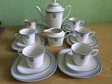 Kaffeeservice für 6 Personen 20Tlg.Schirnding Porzellan Set Weiß/blau