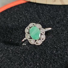 Echter Smaragd Blume Stilvoll Prinzessin Diana Ringe Edelstein Ring Heilstein 51