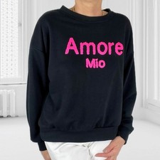 Italy Sweater Sweatshirt Pullover Shirt Pulli Sweatpulli 3D Schrift Neon Schwarz