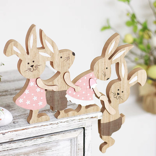 Holz hasen deko osterhase paar - hasen,