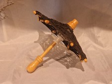 alter Puppenschirm schwarze Spitzen für vintage Puppenstube Miniatur Schirm