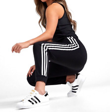 Adidas Damen Jogginghose Trainingshose Sport Freizeit Sweat Hose 3S schwarz/weiß