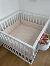 Laufstall Laufgitter Geuther Lasse 96x96 cm klappbar weiß Holz