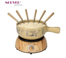 Elektro Käsefondue-Set 6 Pers. Nouvel Swiss   Hirsch Paar Wood  Limited Edition