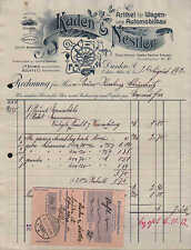 DRESDEN-A, Rechnung 1912, Artikel für Wagen- und Automobilbau Kaden & Nestler