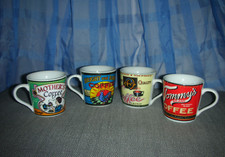 4 Espressotassen/ Mokkatassen, Rot, Gelb, Grün, Blau, Design nostalgisch