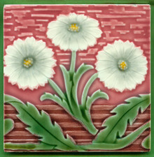 Jugendstil Fliese, Art Nouveau Tile, Tegel, Villeroy & Boch Mettlach, Margerite