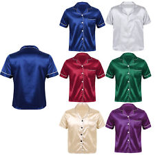 Herren Pyjama Set Unterwäsche Pyjamas Satin Unterhemd Leicht Oben Lässig Loose