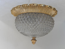 Glashütte Limburg  Deckenlampe Plafoniere Pressglas Messingrand Durchm ca. 25 cm