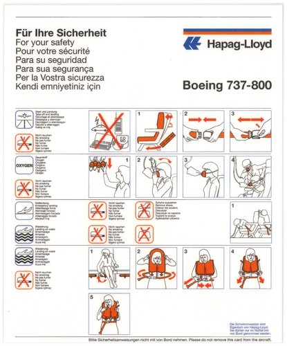 Safety card hapag - hapag-lloyd, flug